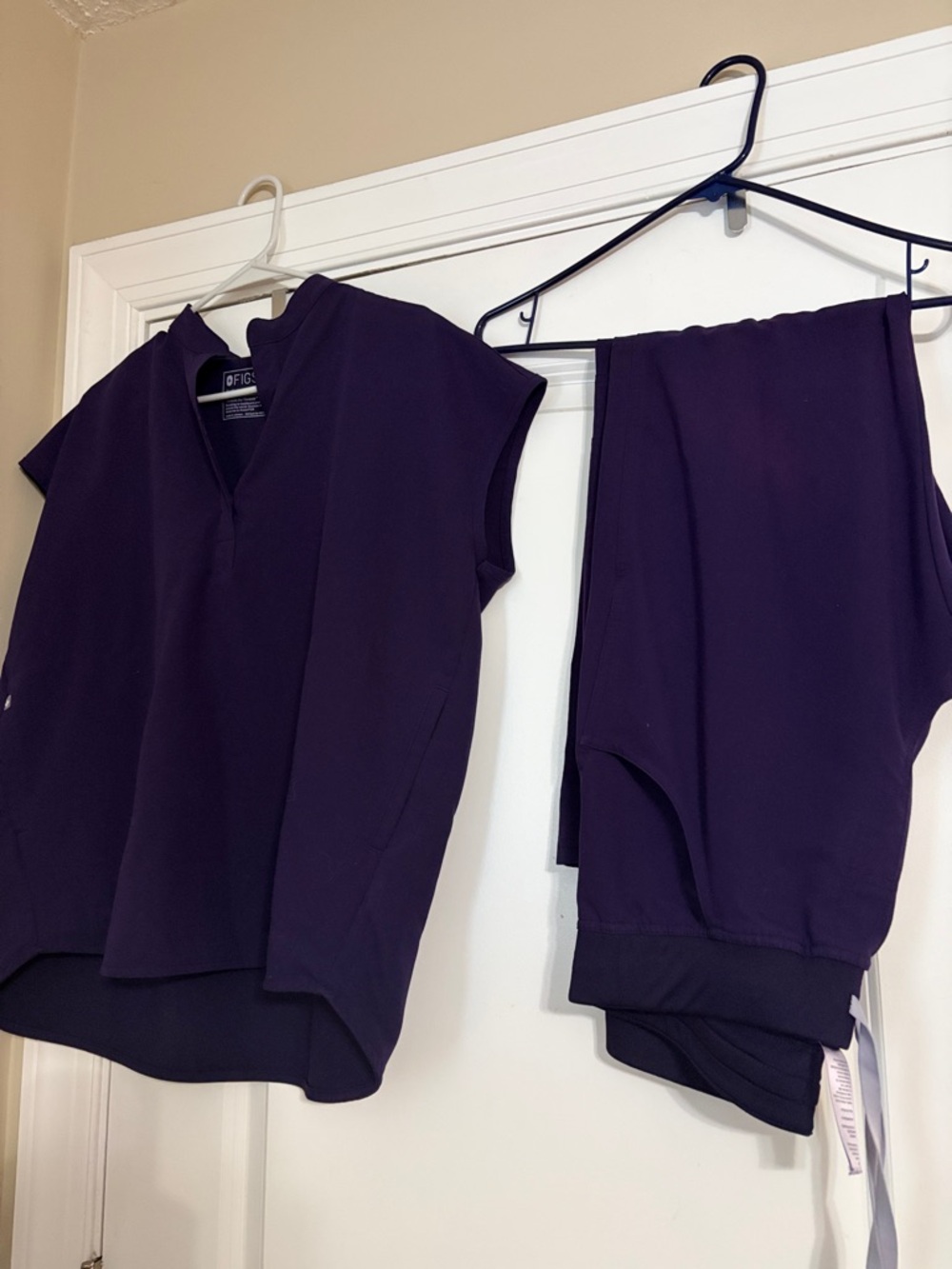 FIGS Dark Purple scrubs Two-Piece Top and Pants Set